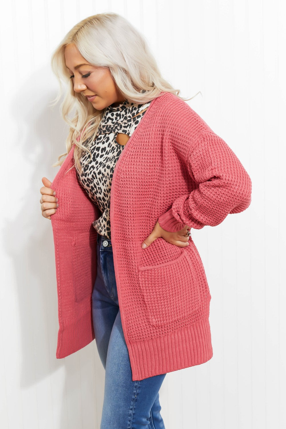 Cozy Feeling Waffle Knit Cardigan