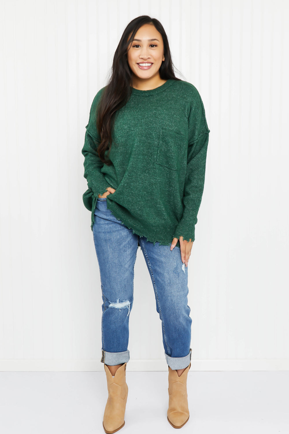 Pine Views Distressed Melange Sweater