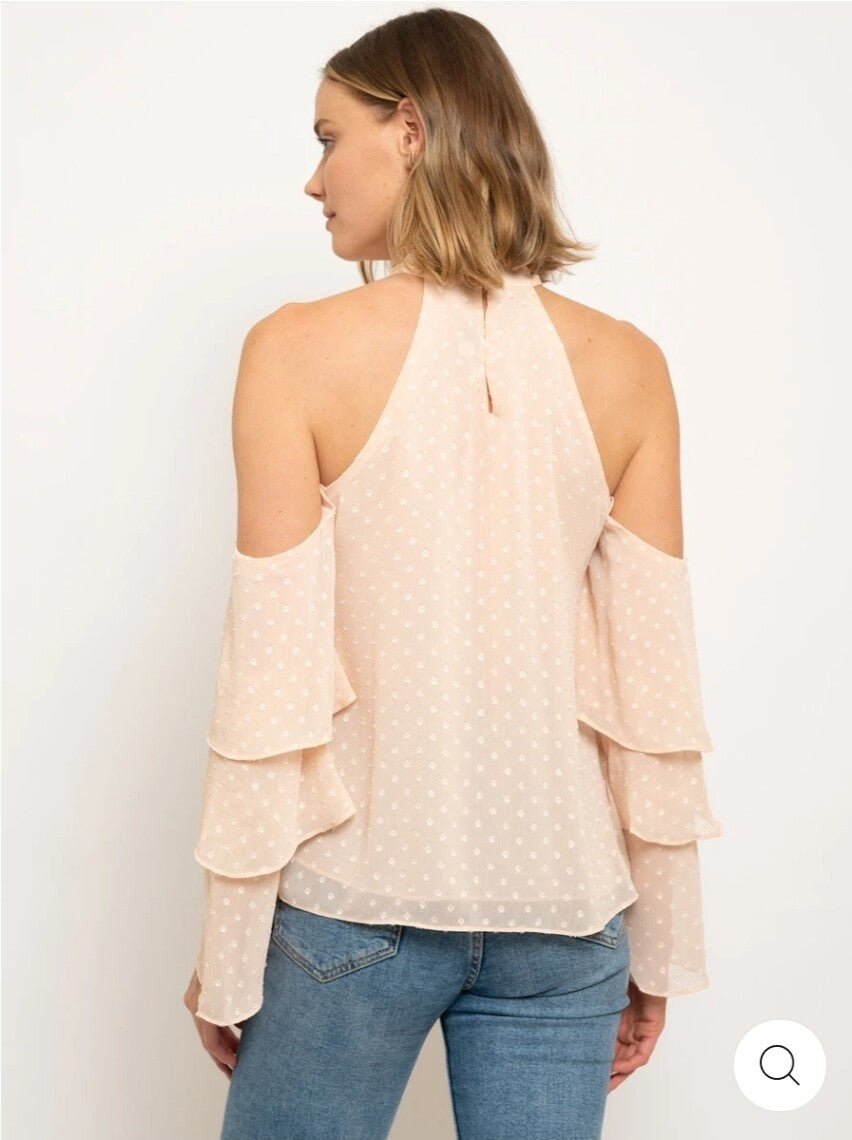 Peach Cold Shoulder Blouse
