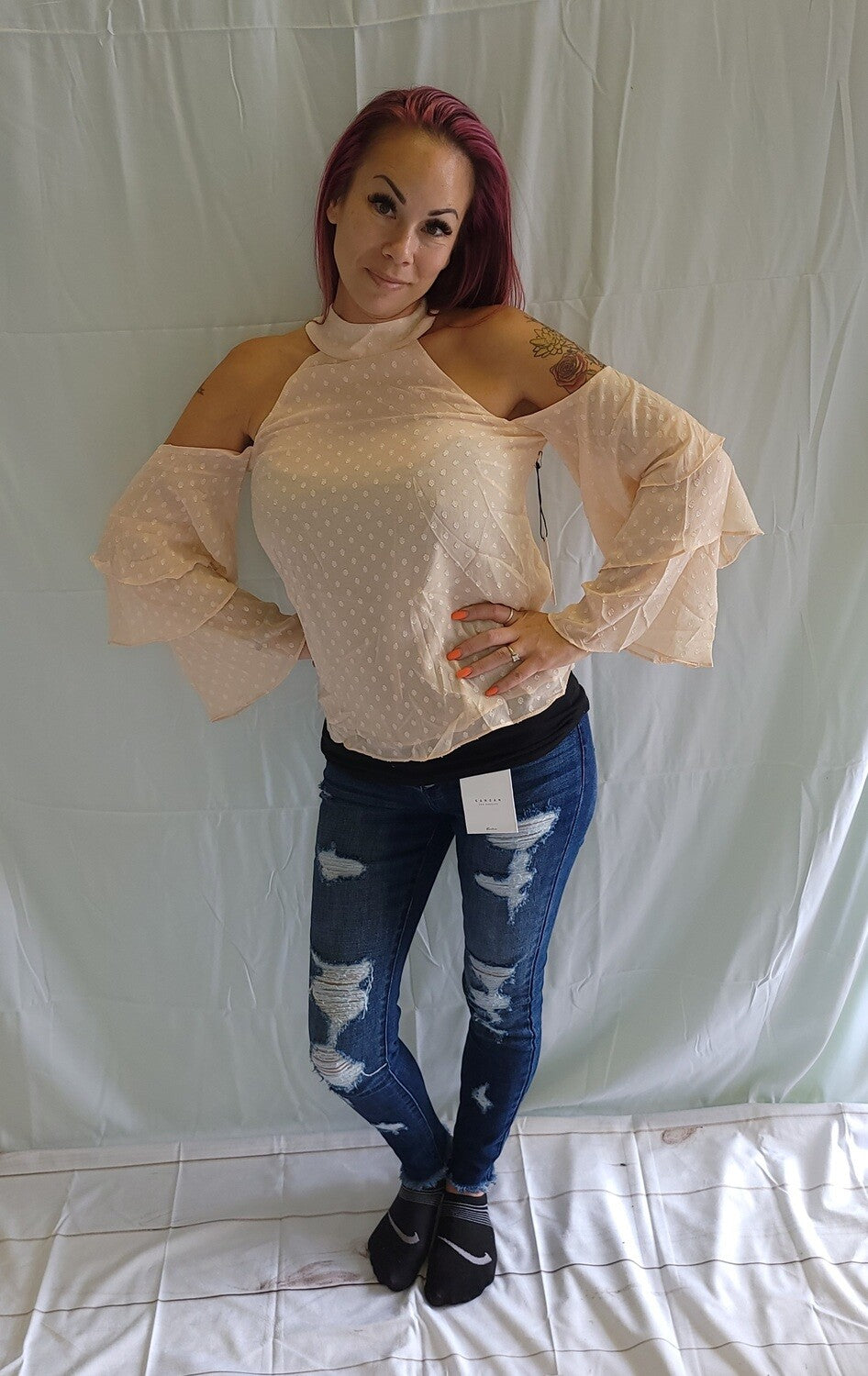 Peach Cold Shoulder Blouse