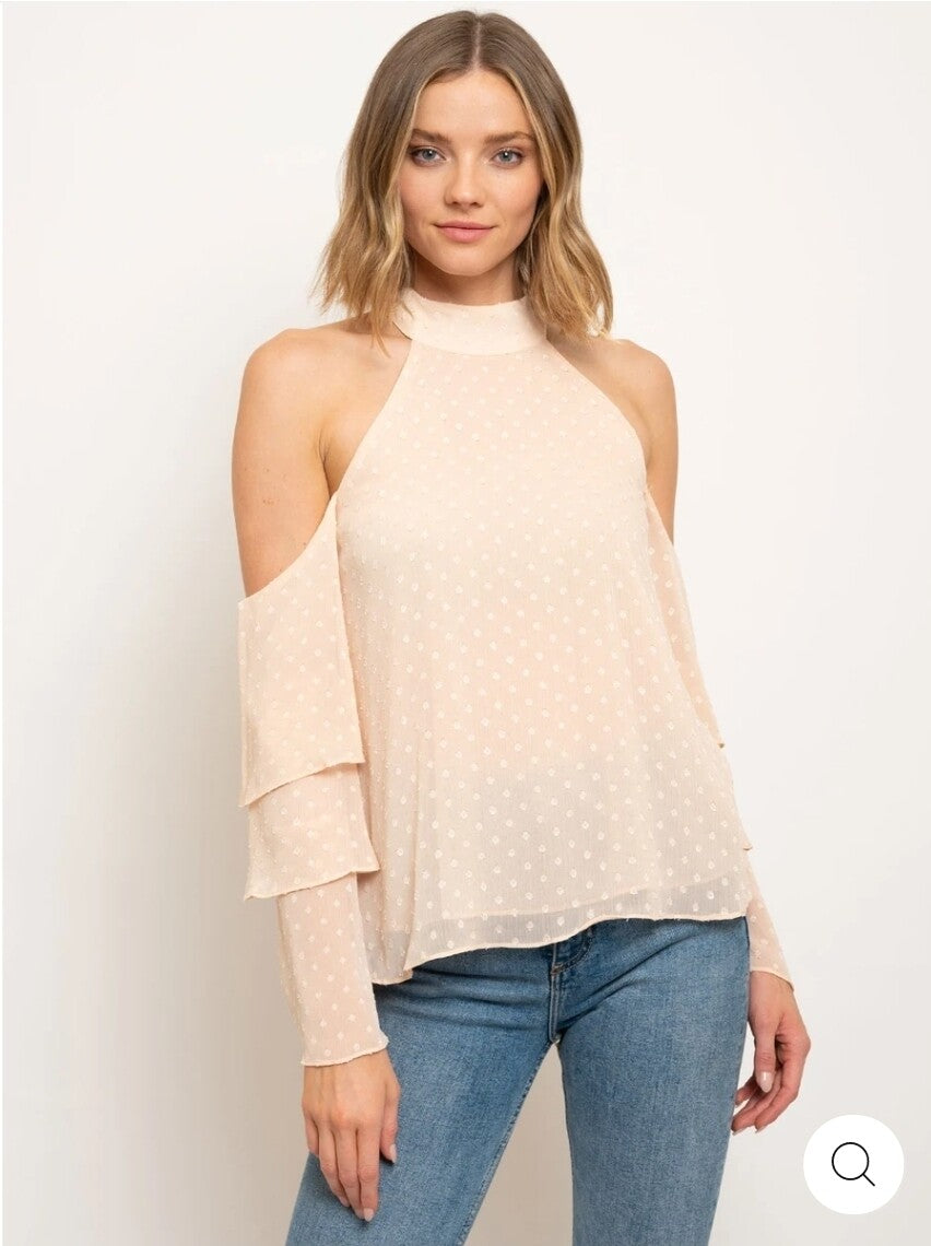 Peach Cold Shoulder Blouse