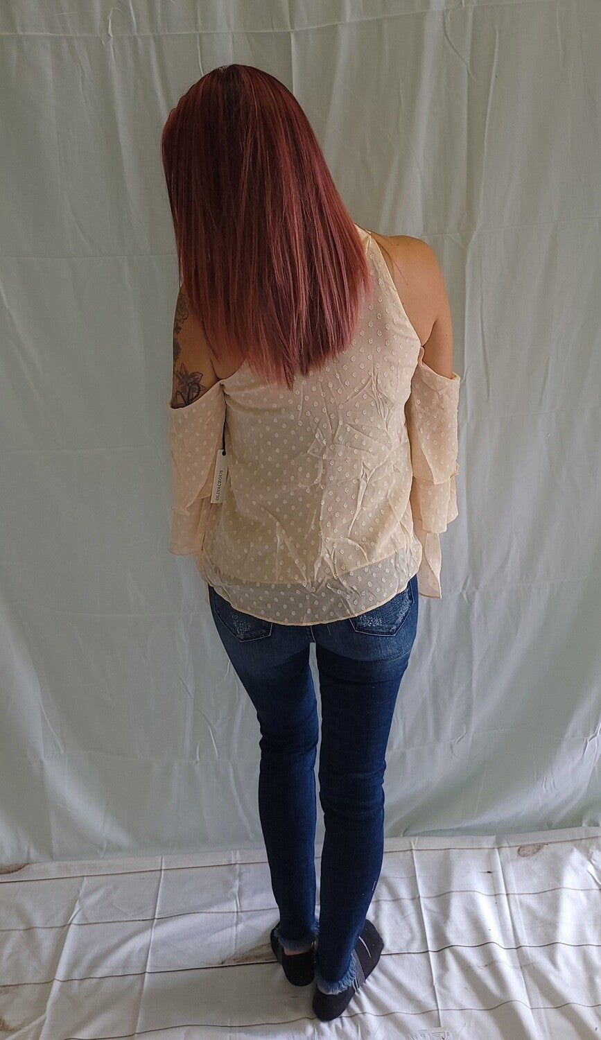 Peach Cold Shoulder Blouse