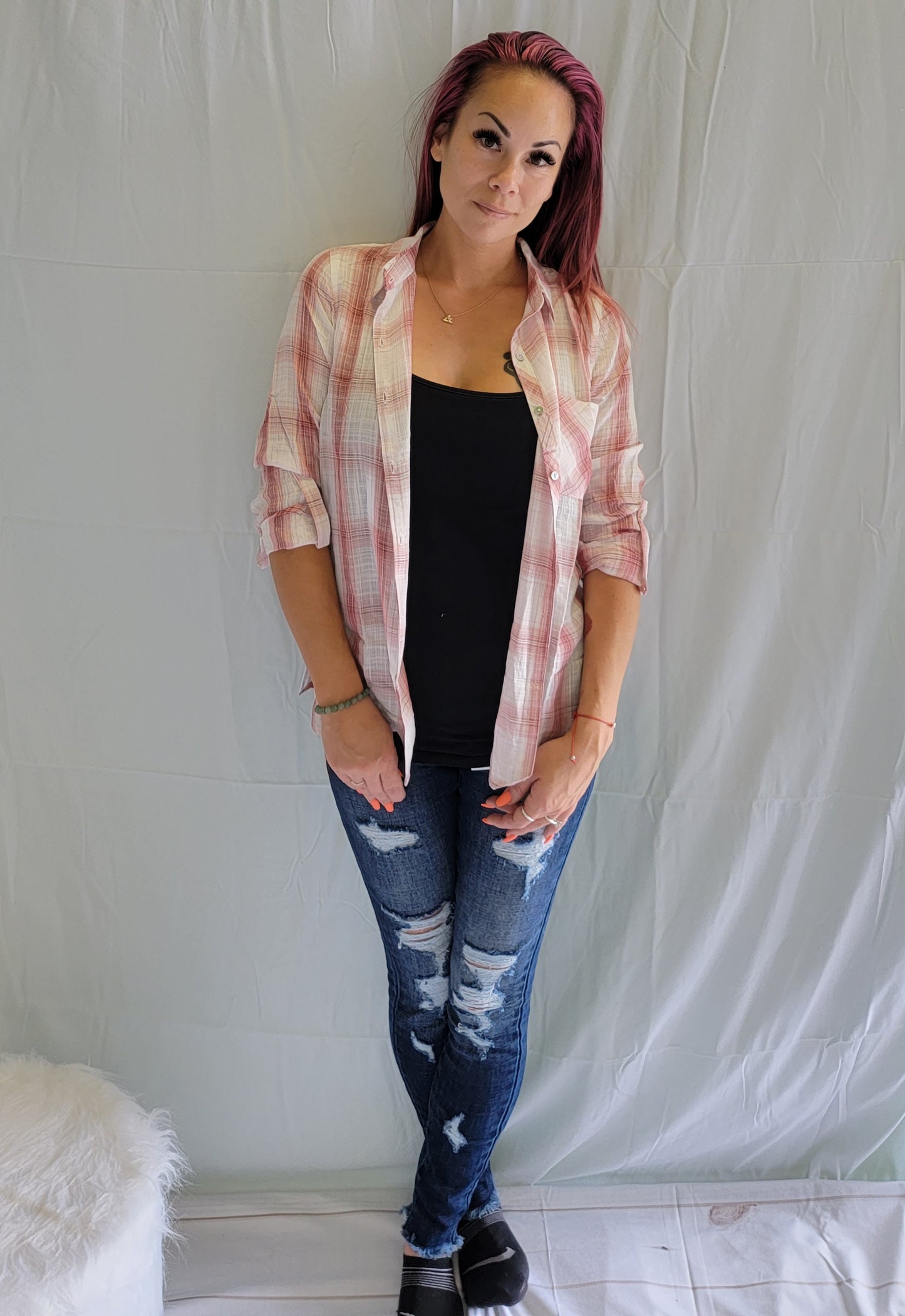 Rose Plaid Top