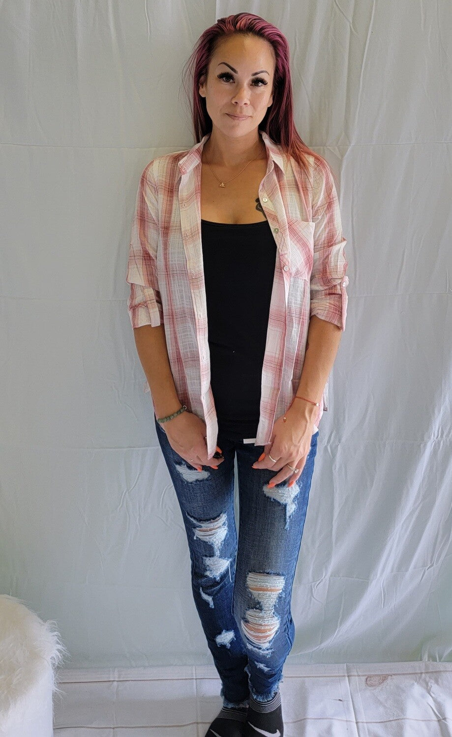 Rose Plaid Top