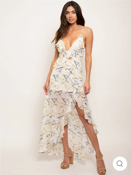 Floral V-neck Ruffle Dress