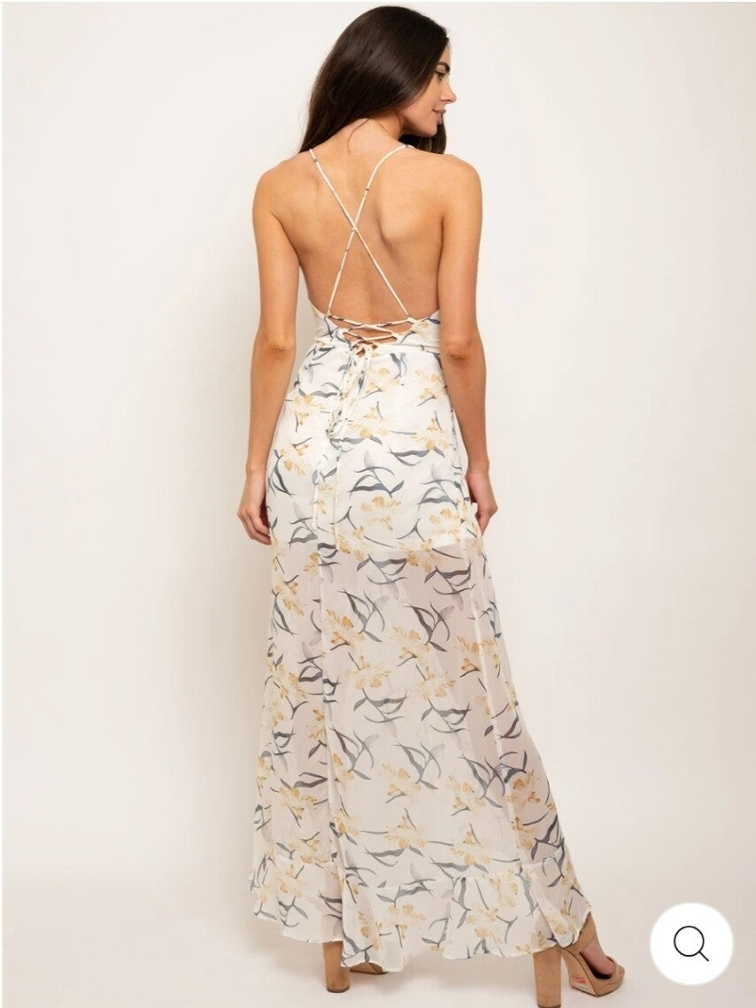 Floral V-neck Ruffle Dress