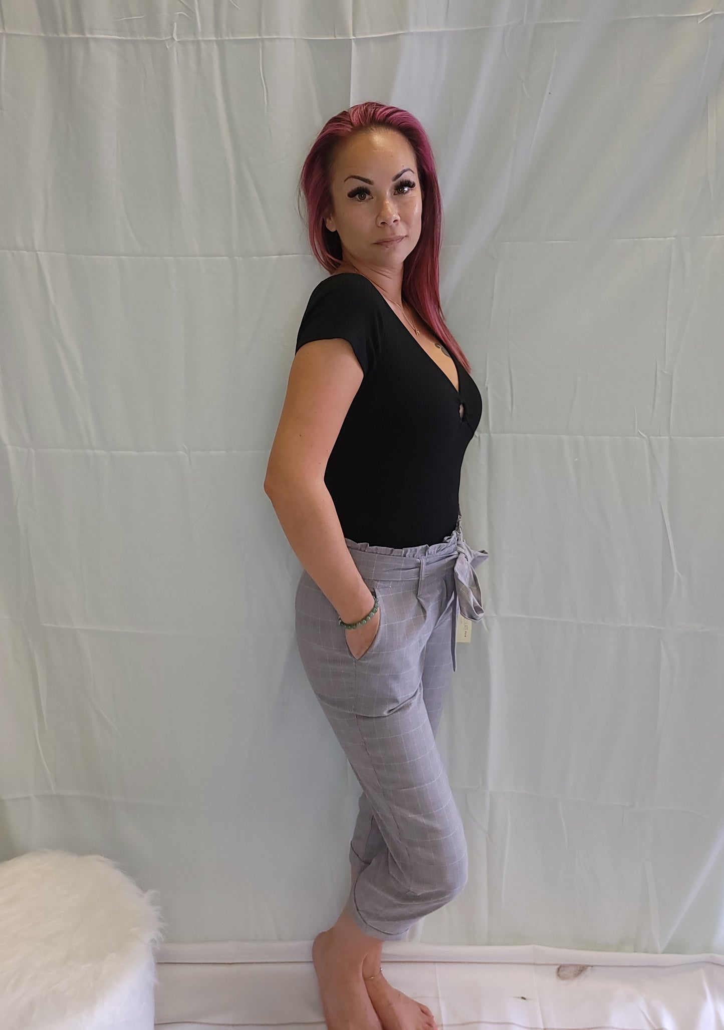 Plaid High Waisted Dress Pants