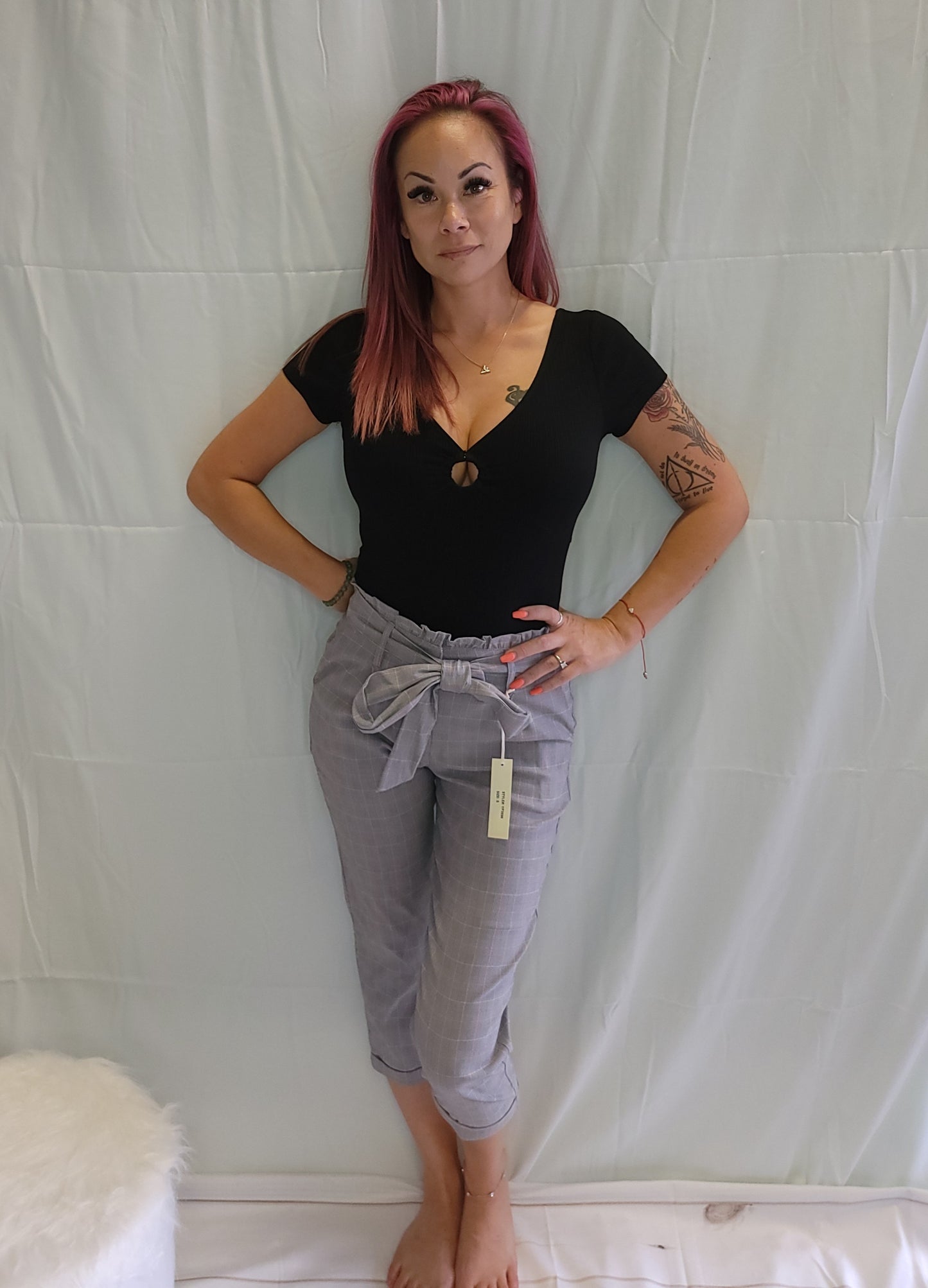 Plaid High Waisted Dress Pants