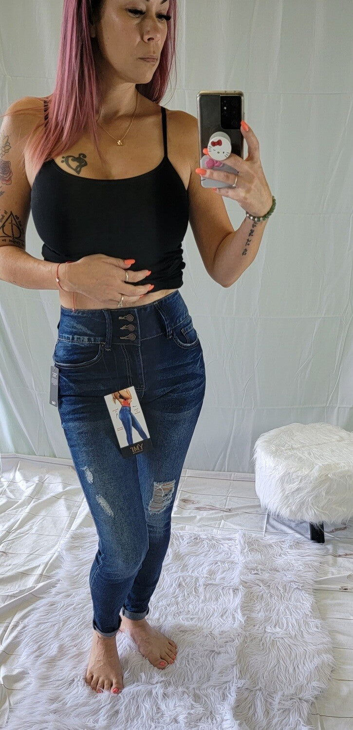 3 Button High Rise Skinny