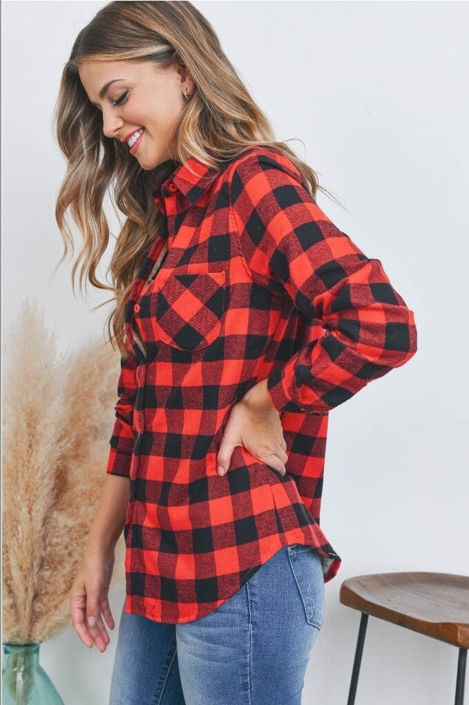 Sherpa Fleece Lined Plaid Flannel Shirt
