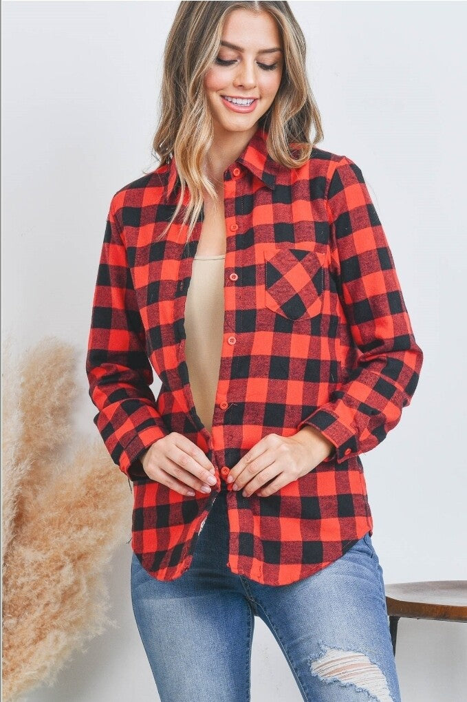 Sherpa Fleece Lined Plaid Flannel Shirt
