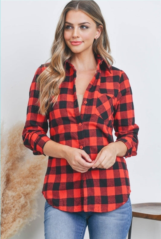 Sherpa Fleece Lined Plaid Flannel Shirt