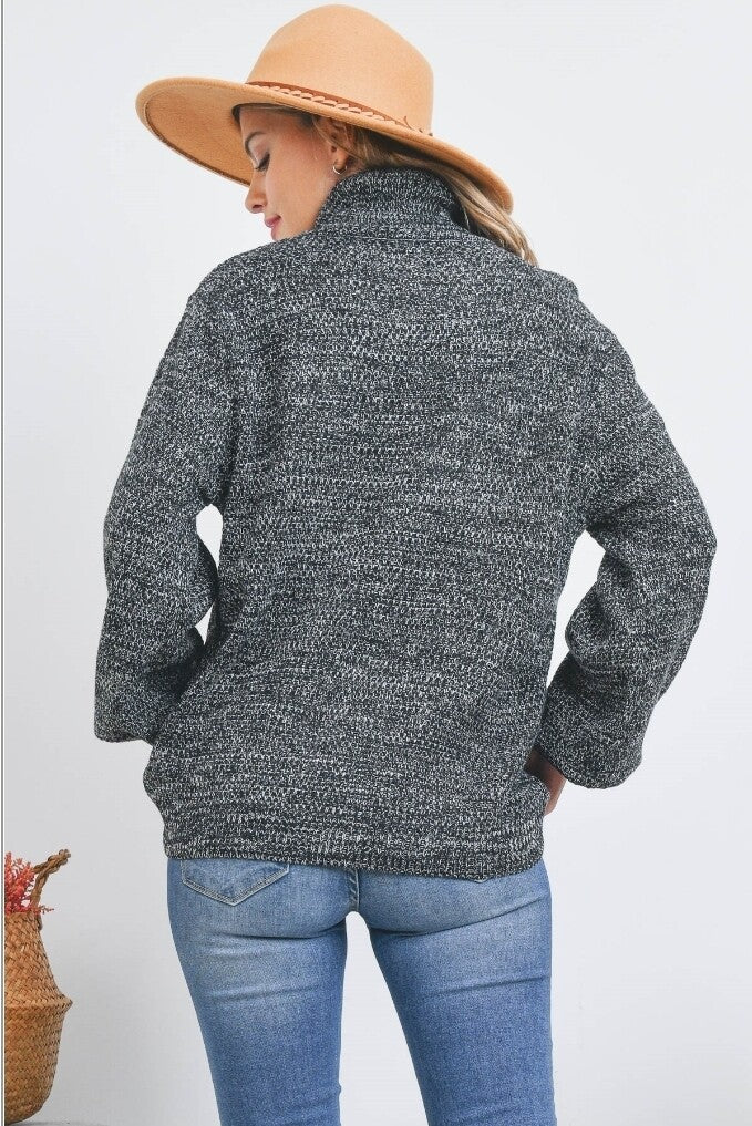 TURTLENECK MELANGE BALLOON SLEEVE SWEATER