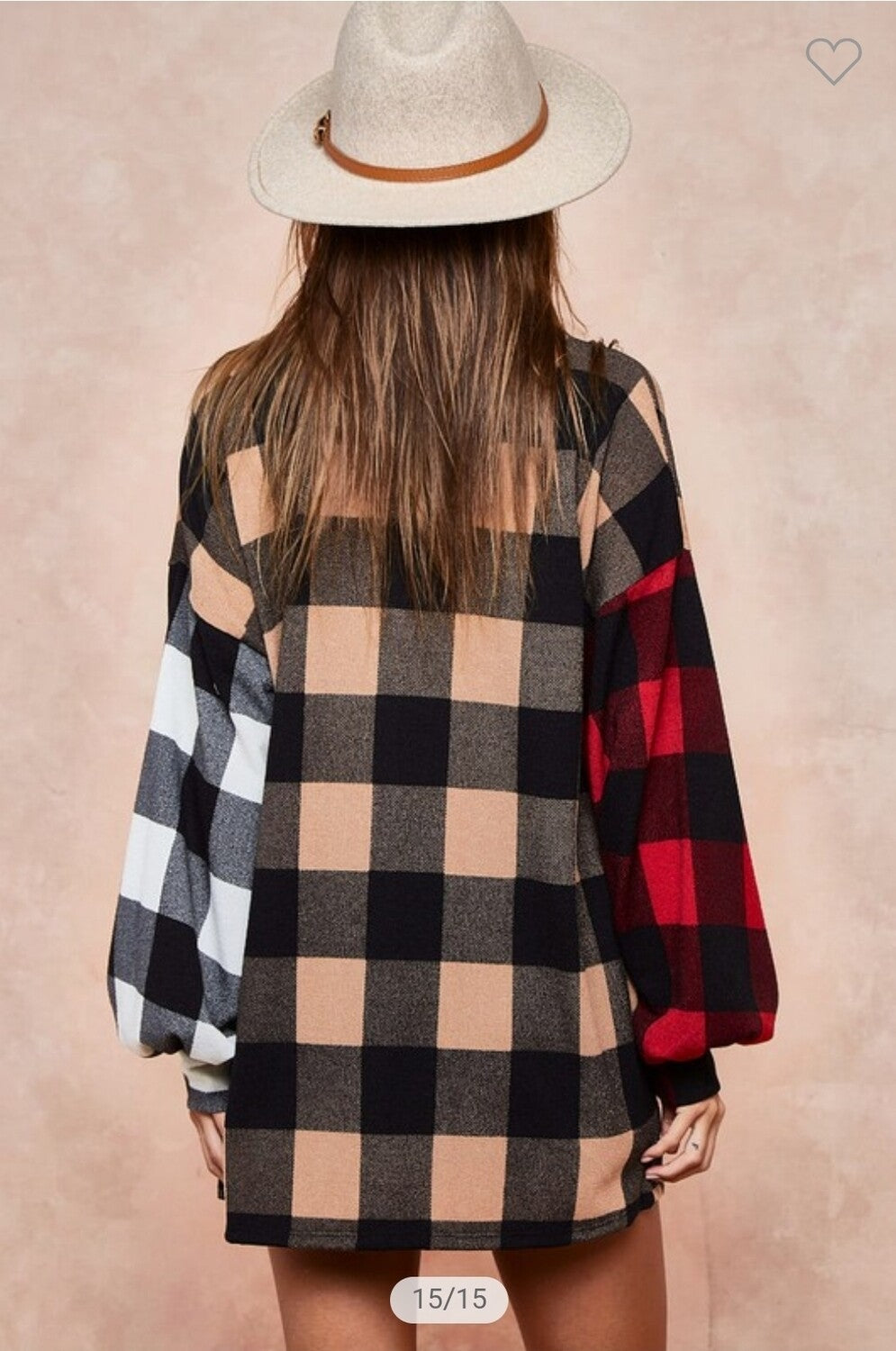 Checker Print Knit Color Block Cardigan