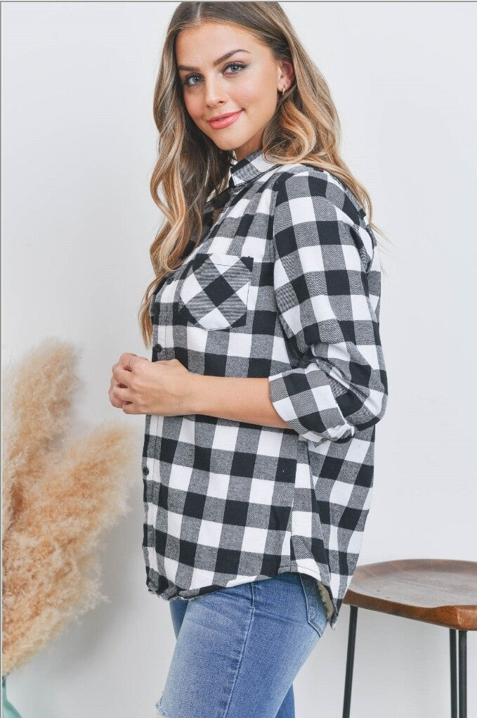 Sherpa Fleece Lined Plaid Flannel Shirt