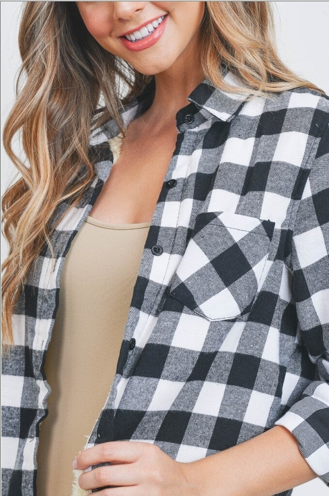 Sherpa Fleece Lined Plaid Flannel Shirt