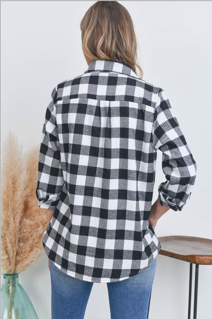 Sherpa Fleece Lined Plaid Flannel Shirt