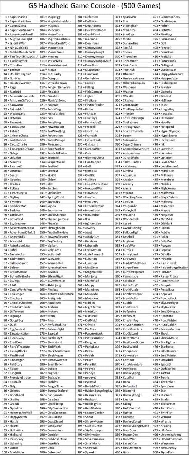 G5 Hand Held Game System