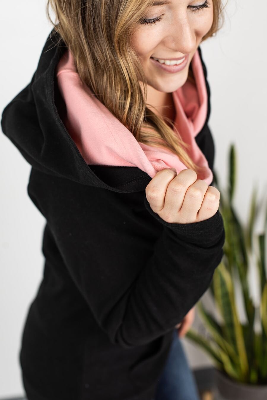Black & Pink Double Hoodie Sweatshirt