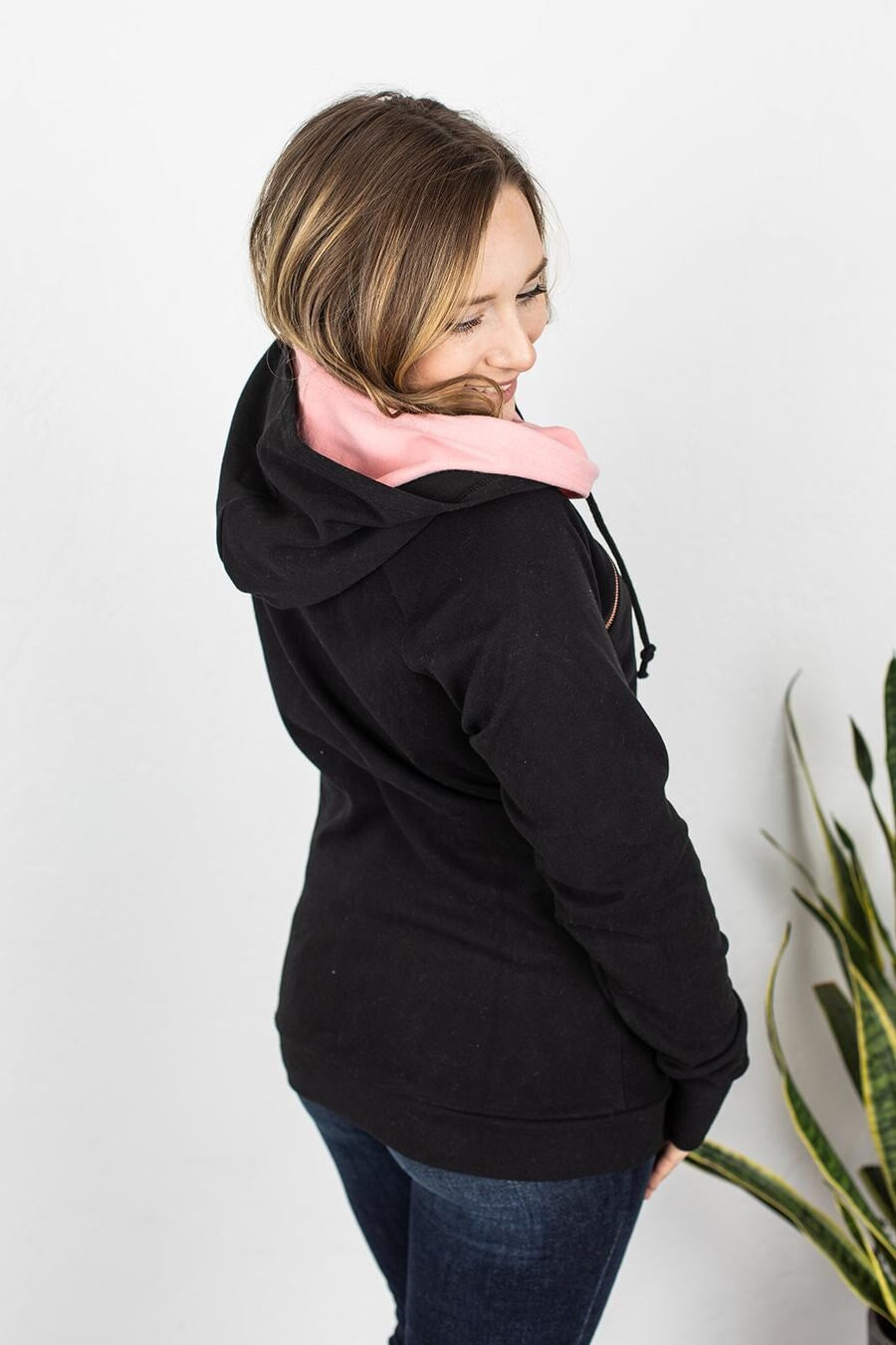 Black & Pink Double Hoodie Sweatshirt