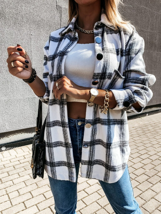 Plaid Print Button Up Top