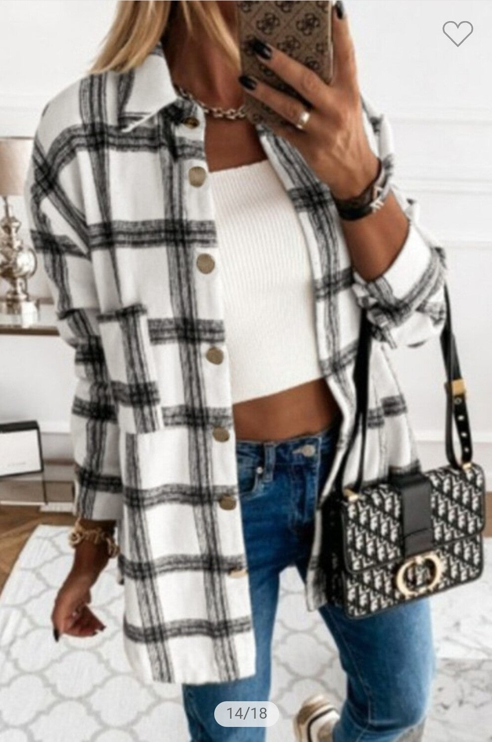 Plaid Print Button Up Top