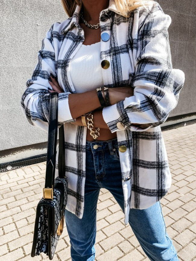 Plaid Print Button Up Top