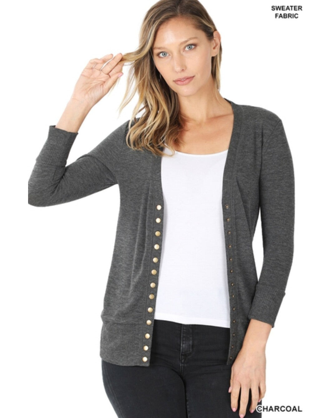 Charcoal Snap Cardigan