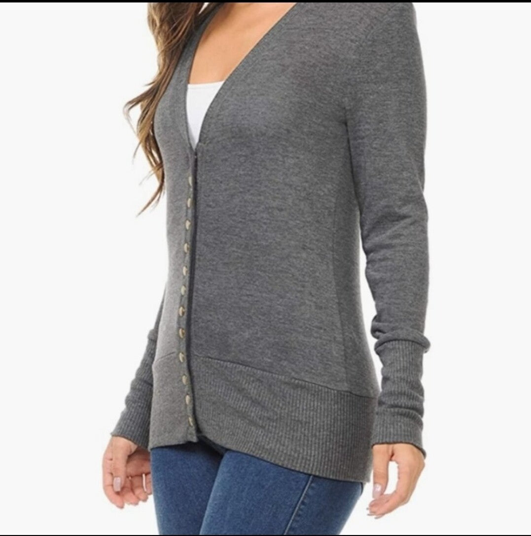 Charcoal Snap Cardigan