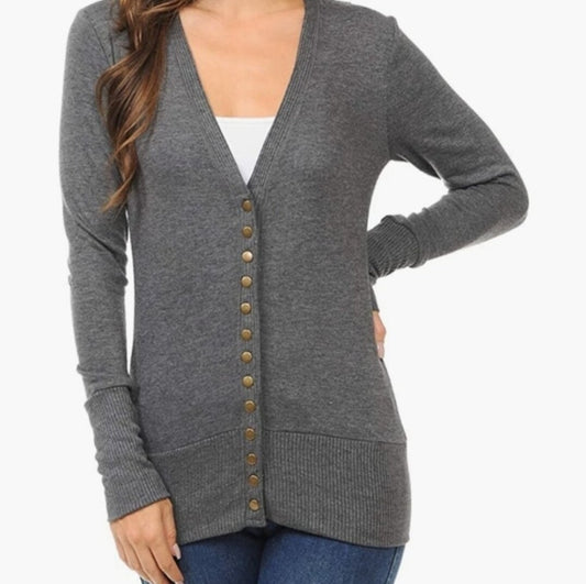 Charcoal Snap Cardigan