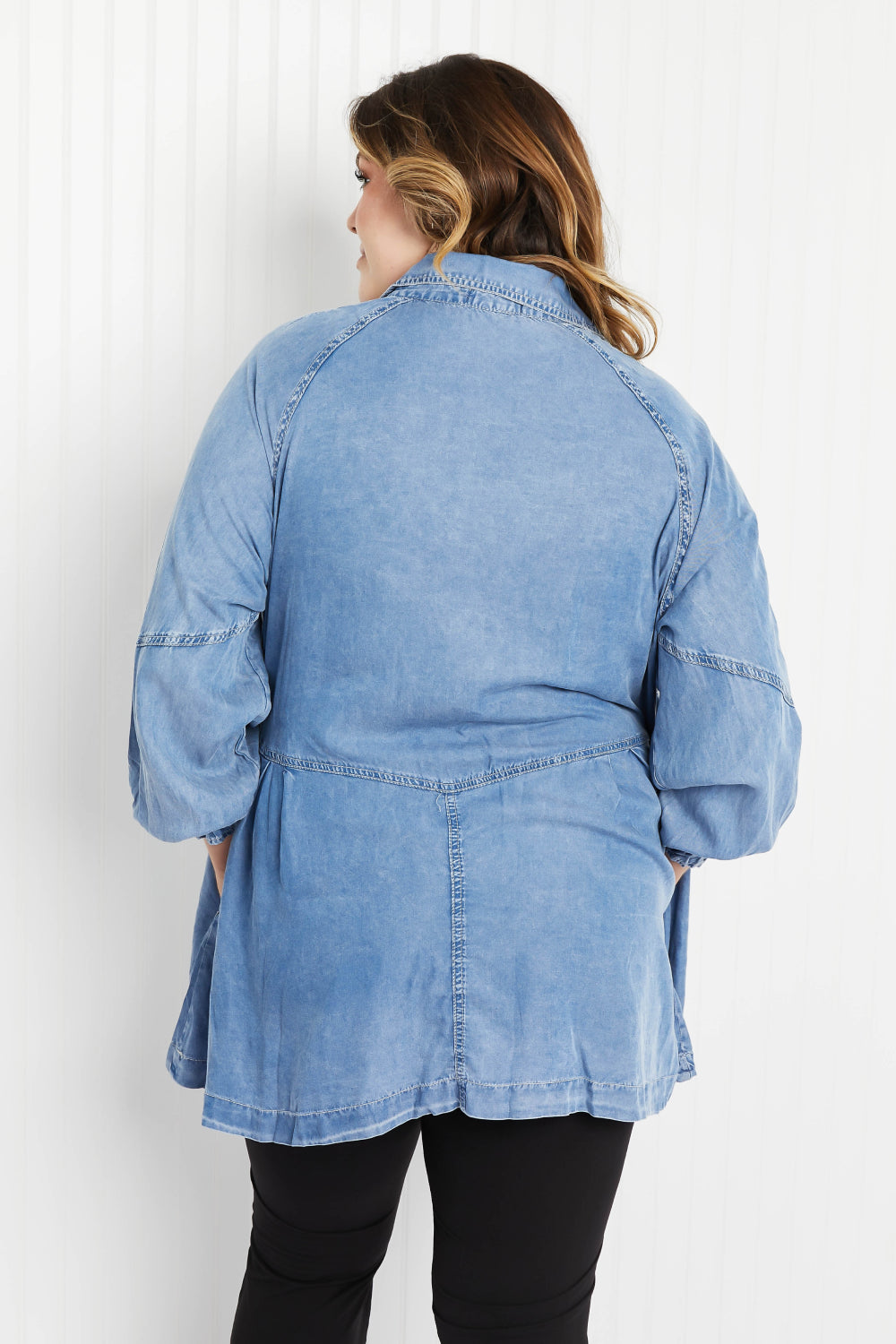Sunflower Fields Chambray Button-Up Swing Tunic