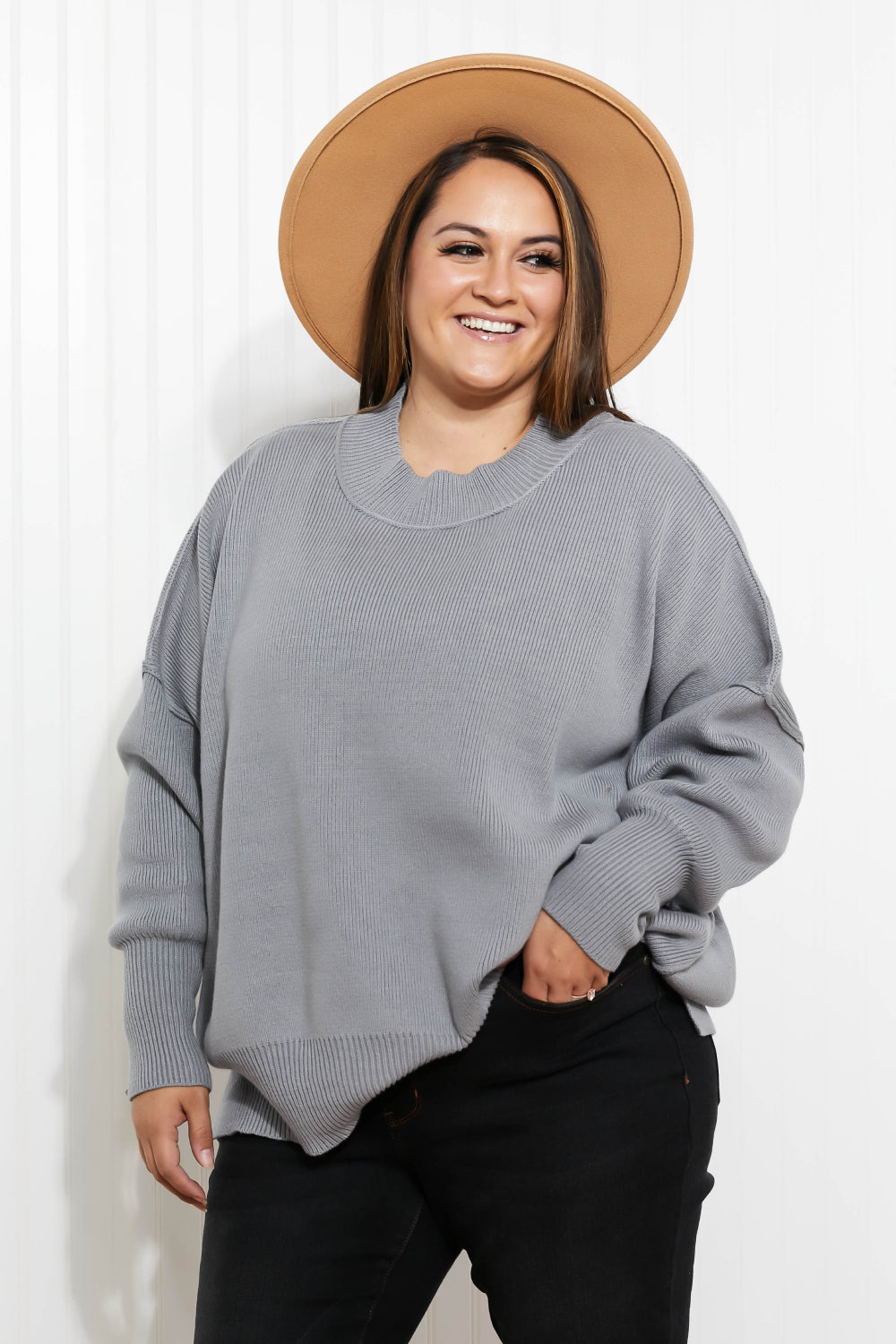 Comfort Awaits Slouchy Side Slit Sweater