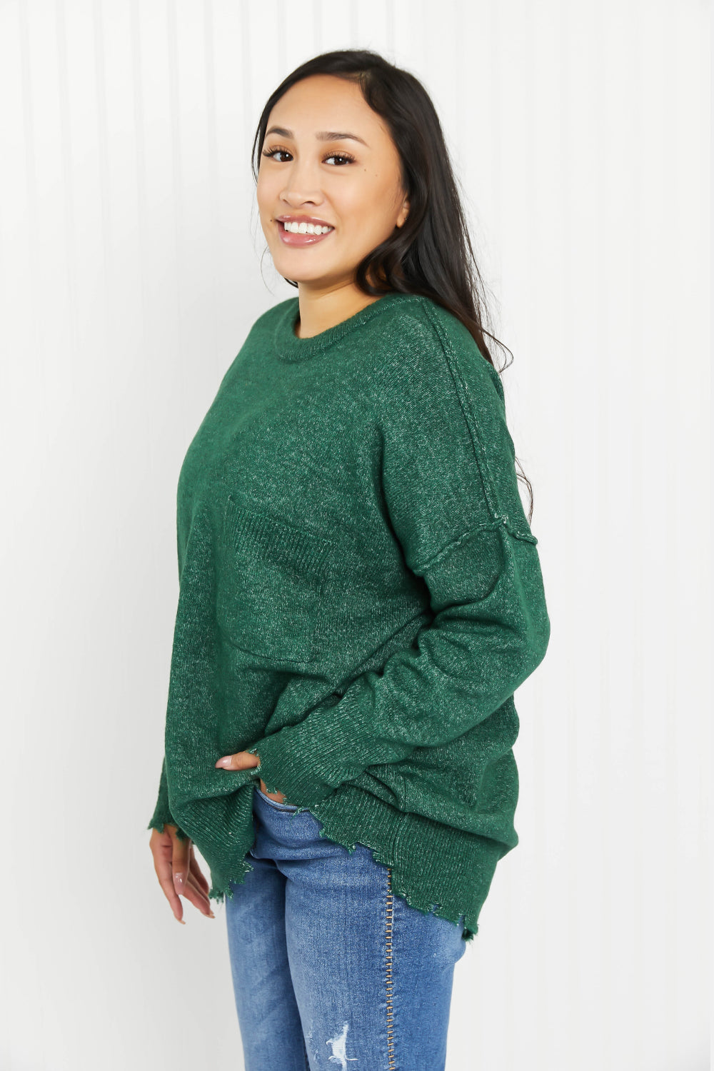 Pine Views Distressed Melange Sweater