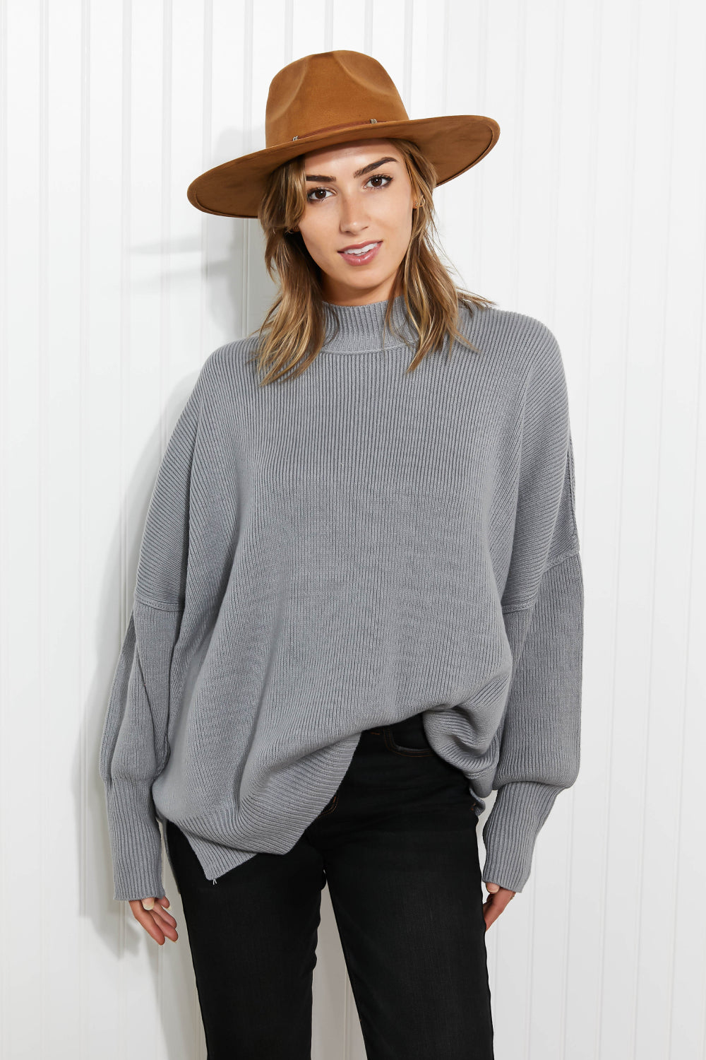 Comfort Awaits Slouchy Side Slit Sweater