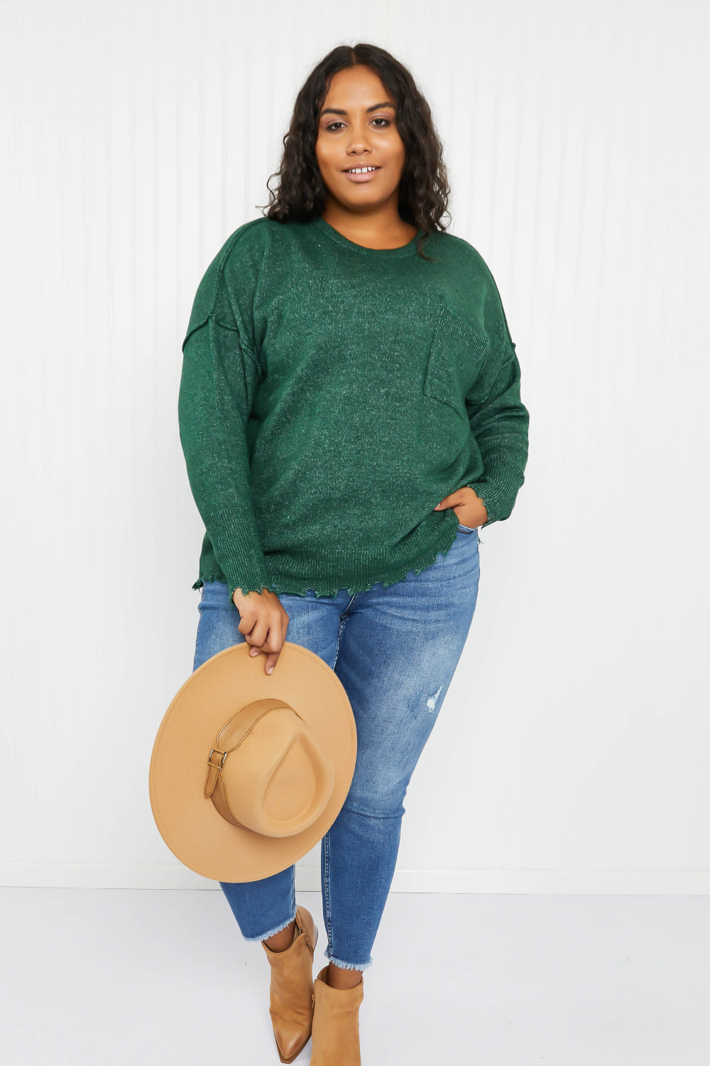 Pine Views Distressed Melange Sweater