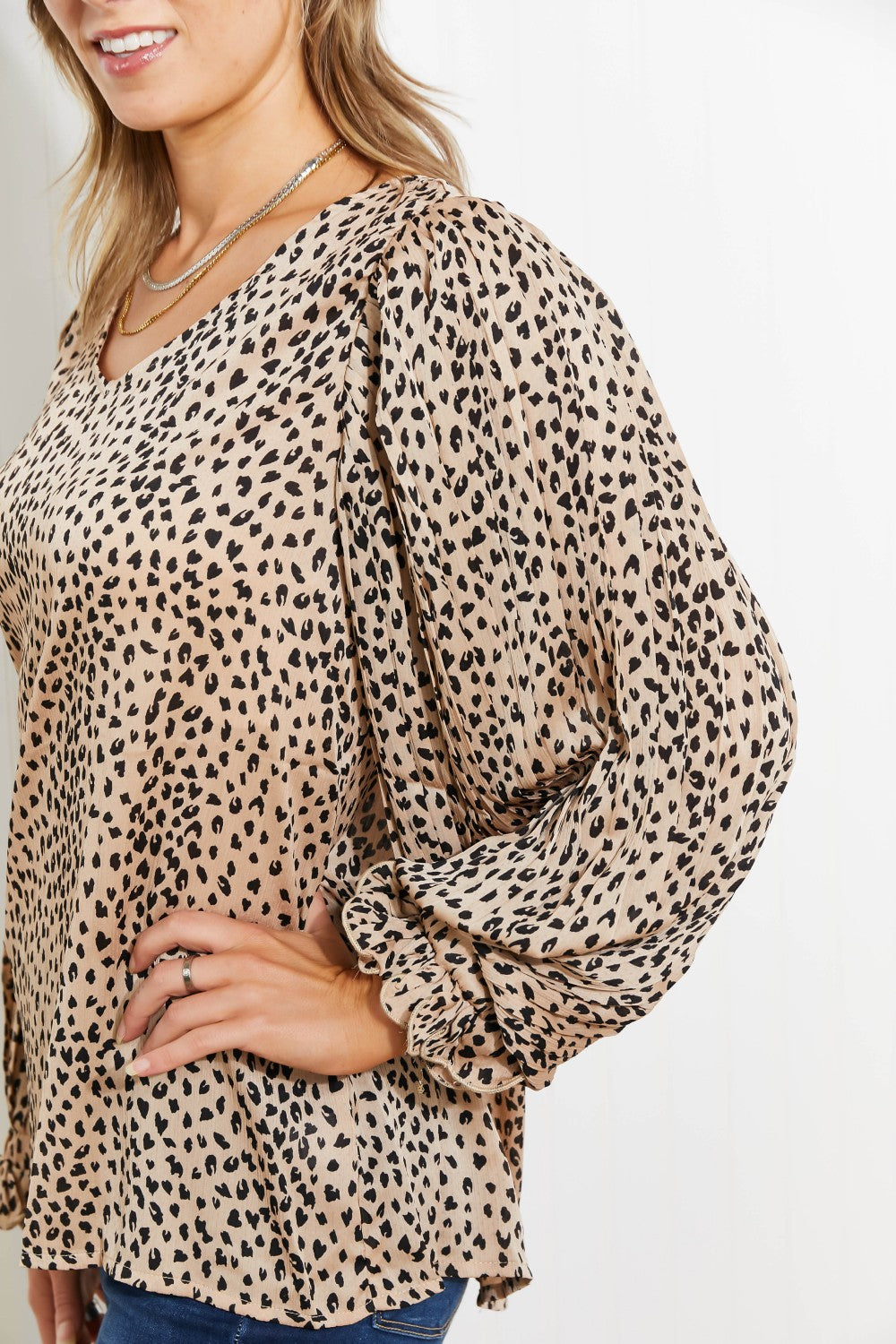 Animal Printed Pleated Blouse