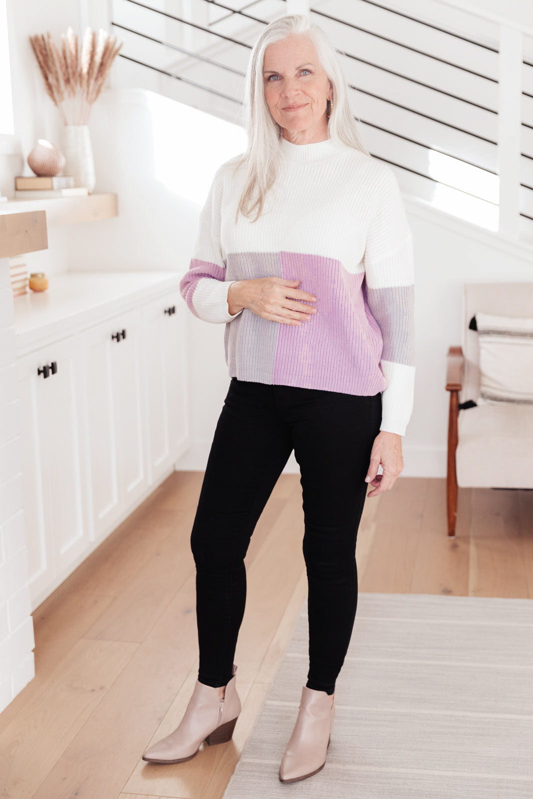 Color Block Top in Lavender