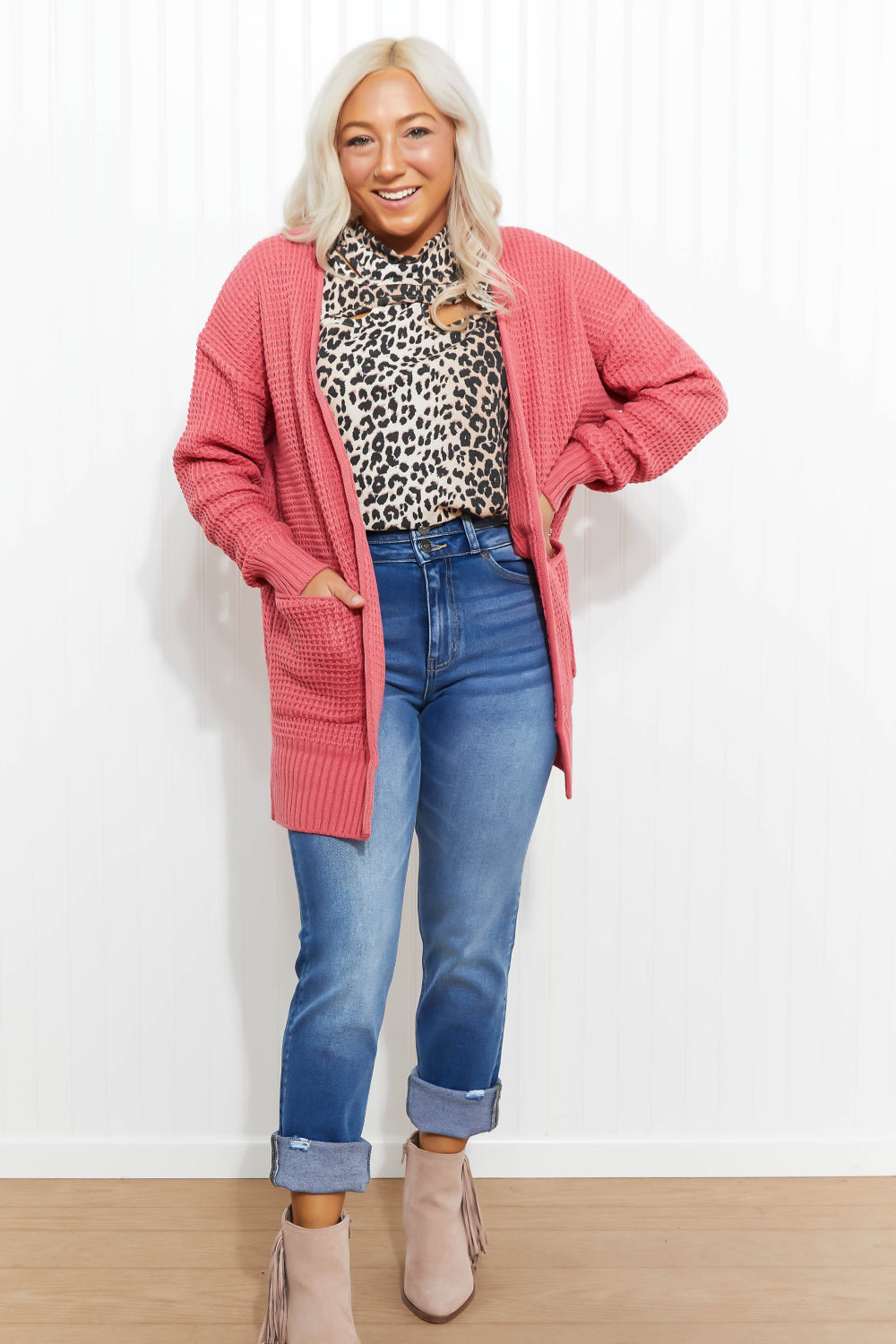 Cozy Feeling Waffle Knit Cardigan
