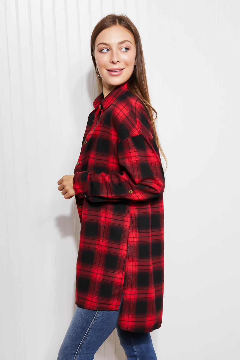 Happy Harvest Plaid Button Up Tunic