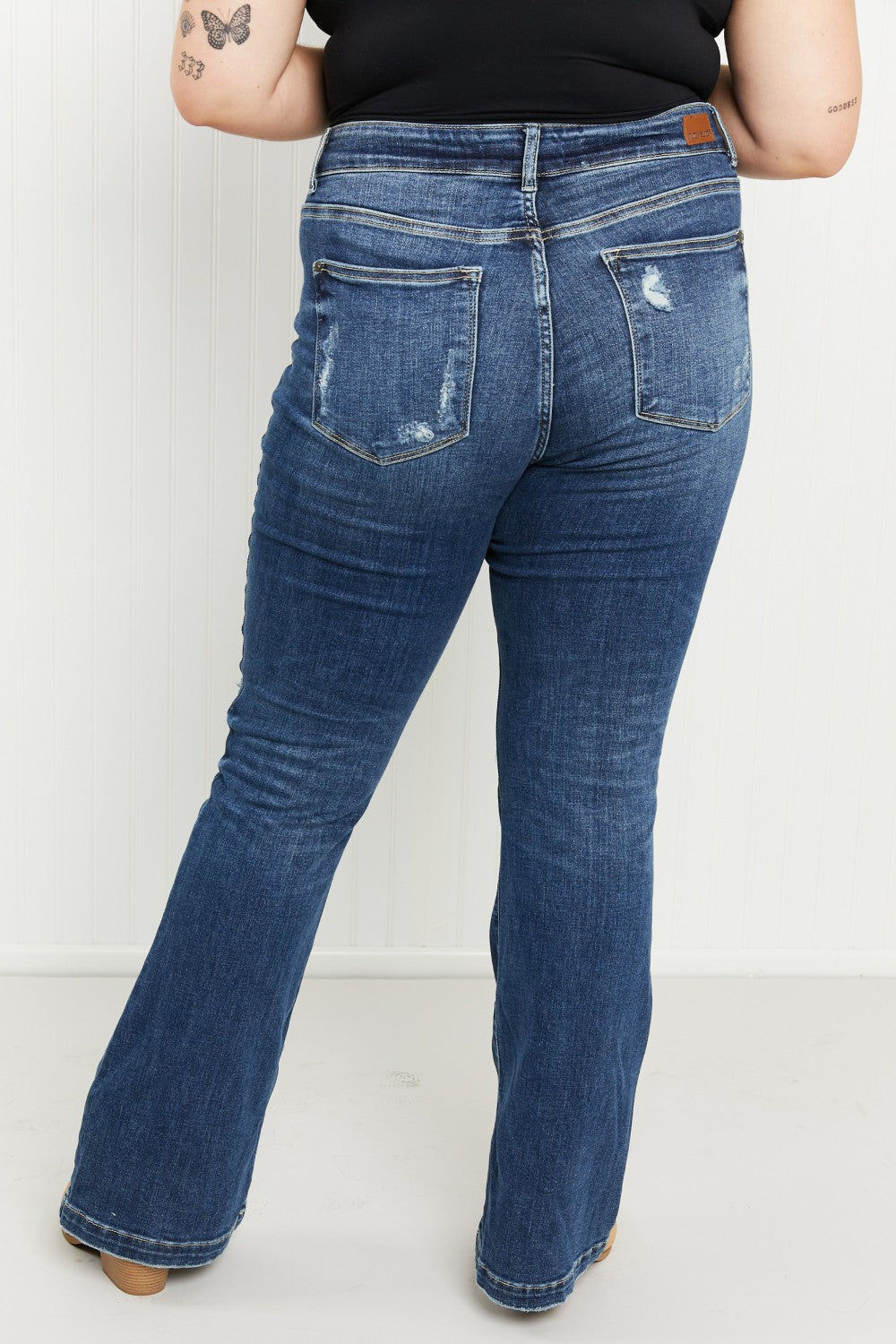 Judy Blue Ophelia Mid-Rise Destroyed Flare Jeans