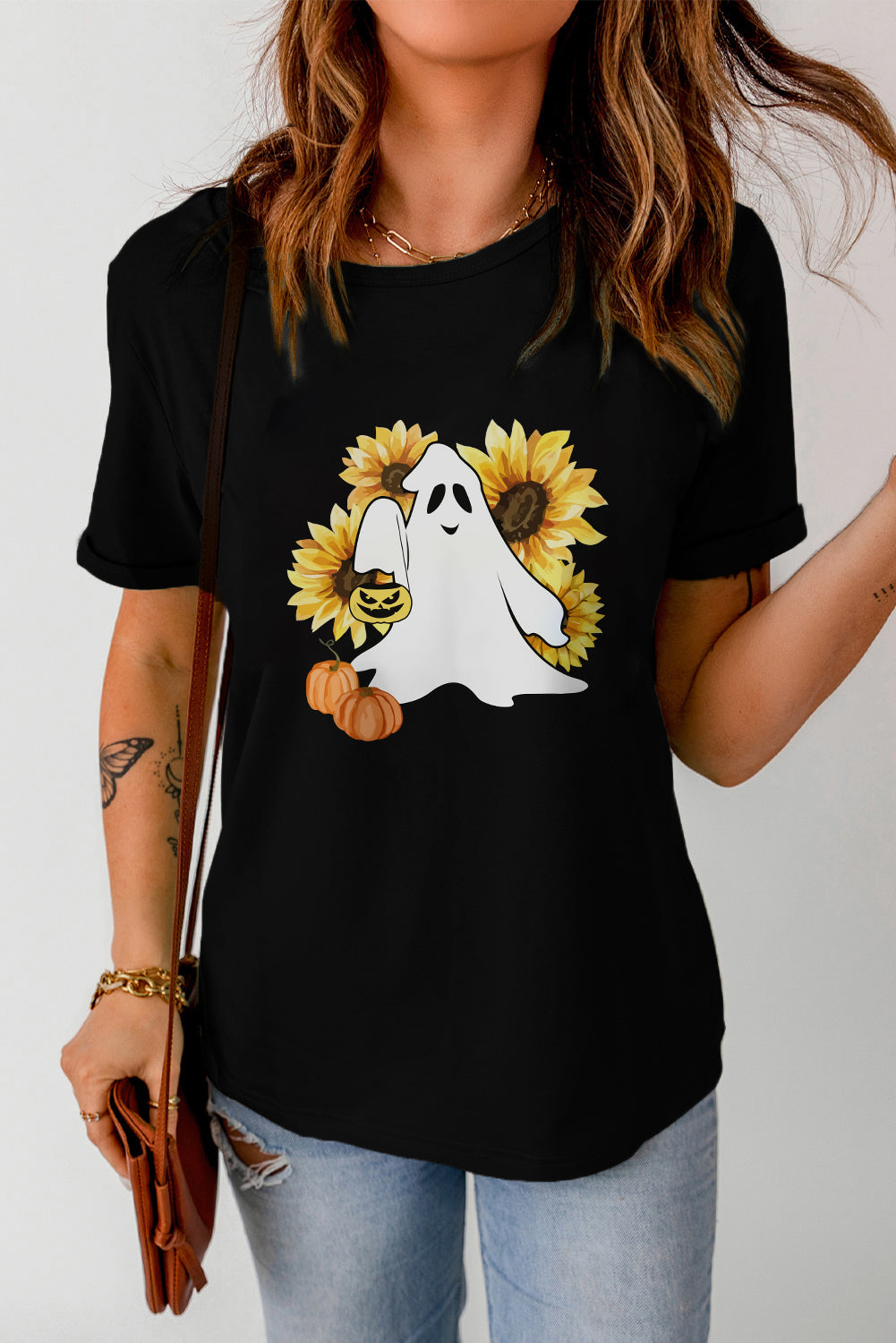 Floral Ghost Graphic Tee Shirt