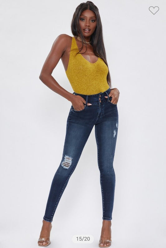 3 Button High Rise Skinny