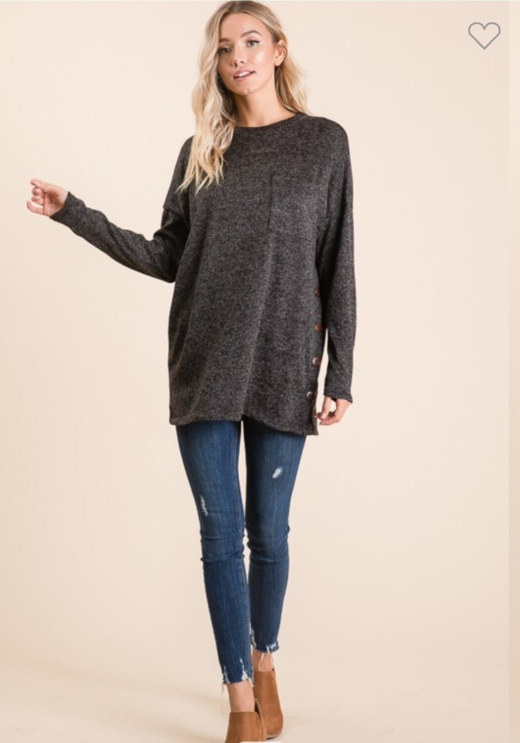 Long Sleeve Button Side Sweater