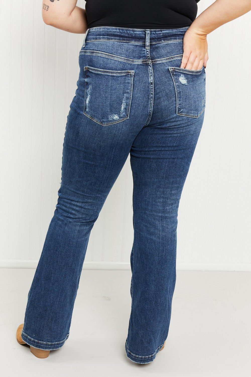 Judy Blue Ophelia Mid-Rise Destroyed Flare Jeans