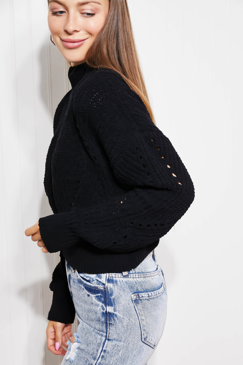 Chilly Morning Cropped Turtleneck Sweater