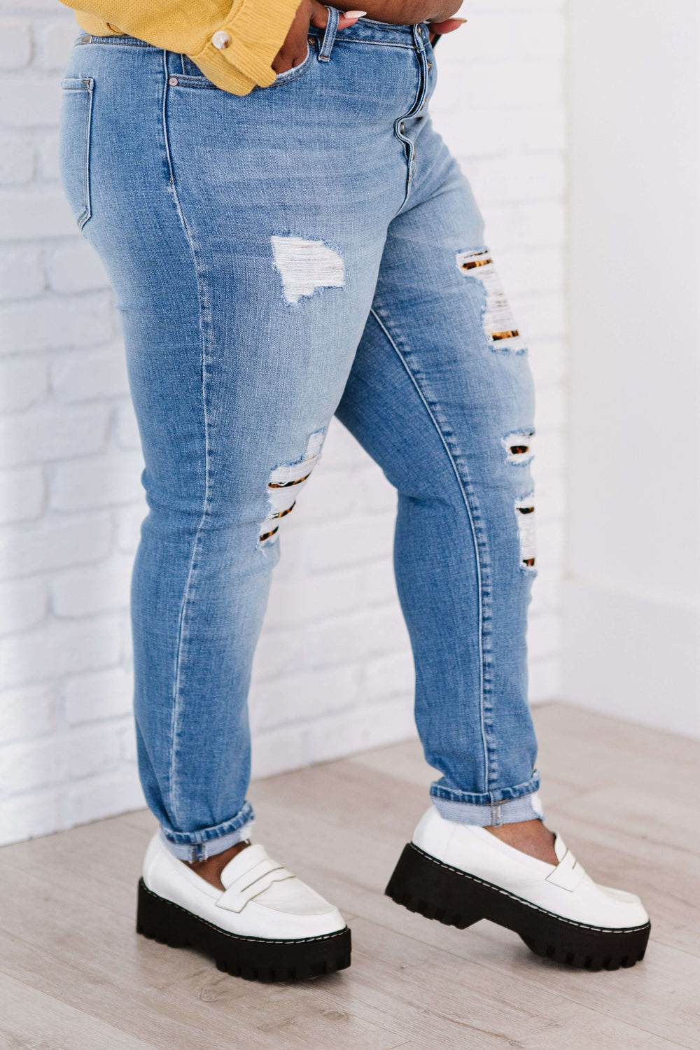 Kancan Untamed Leopard Lined Skinny Jeans