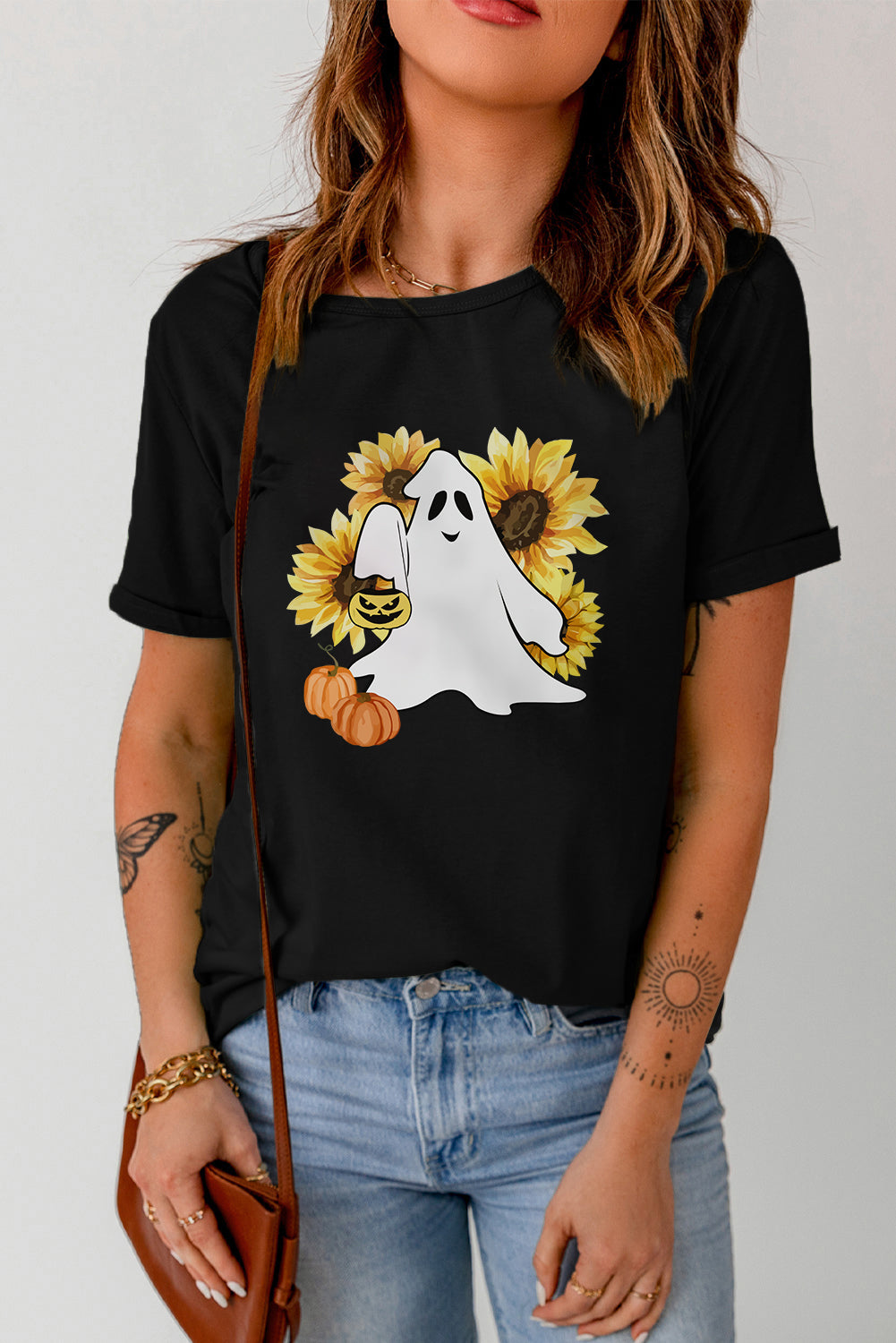 Floral Ghost Graphic Tee Shirt