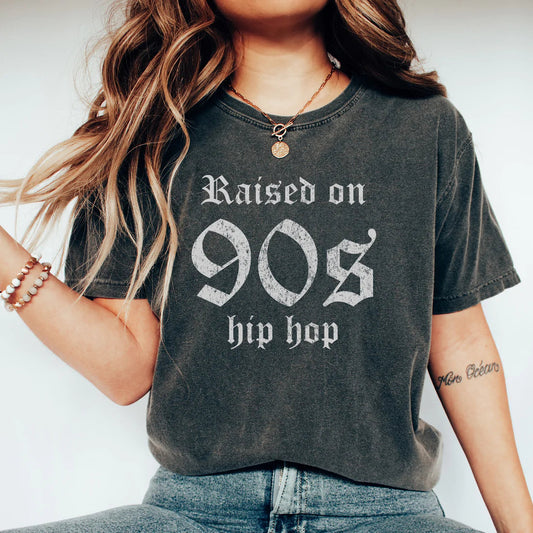 PREORDER: Raised On 90s Hip Hop Tee in Pepper